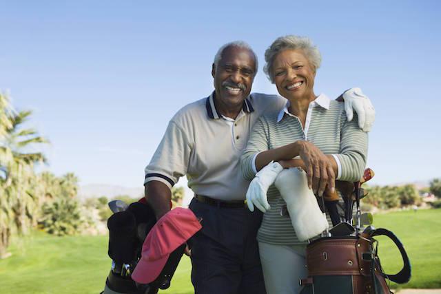 Couple playing golf at Cherry Creek Country Club in Denver CO