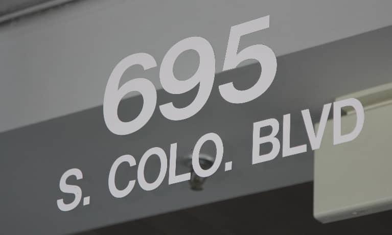 Address on exterior of Cherry Creek dental office