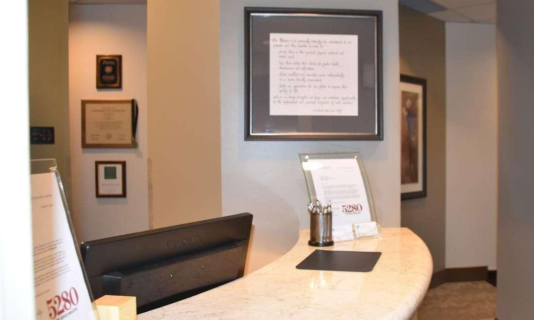 Reception desk at Denver dentist office
